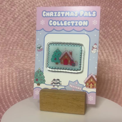 Christmas House Acrylic Pin